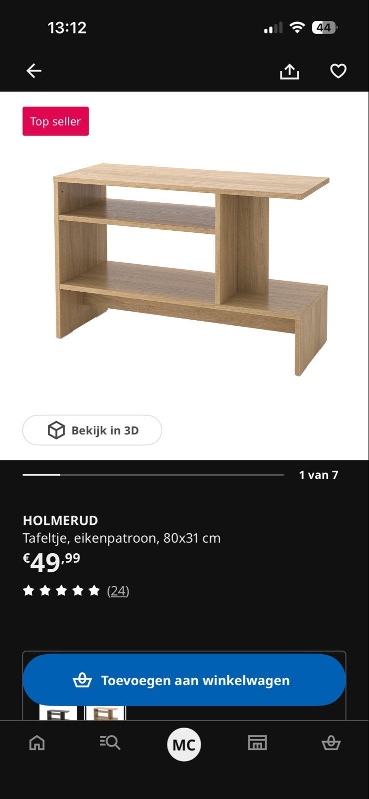 Ikea holmerud tafeltje 2 stuks eiken, Ophalen, Gebruikt, Rond, Minder dan 55 cm