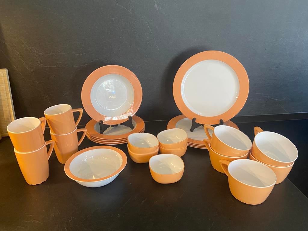 Mepal camping servies Coral Wave 25-delig, Ophalen of Verzenden, Zo goed als nieuw, Bord(en), Overige stijlen