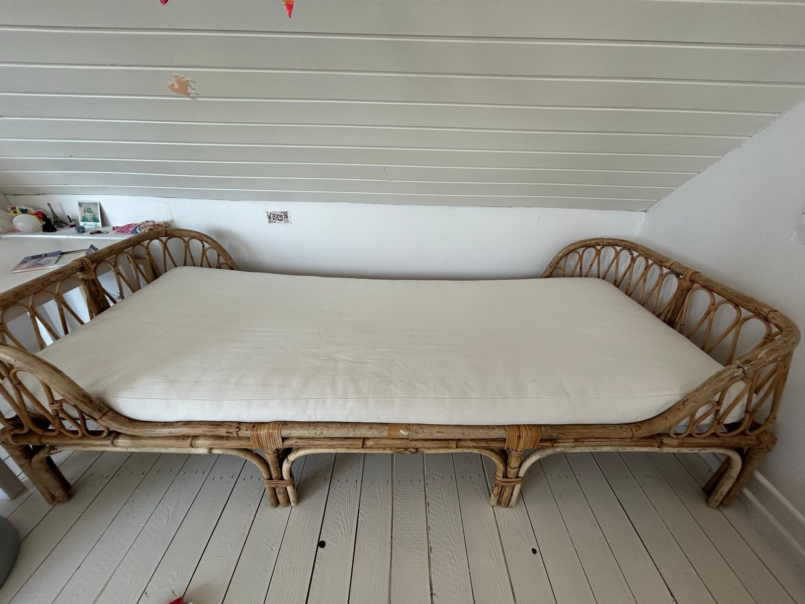 Boho rotan daybed/ 1persoonsbed  met matras -  70x180, Ophalen, Overige materialen, Gebruikt, 90 cm