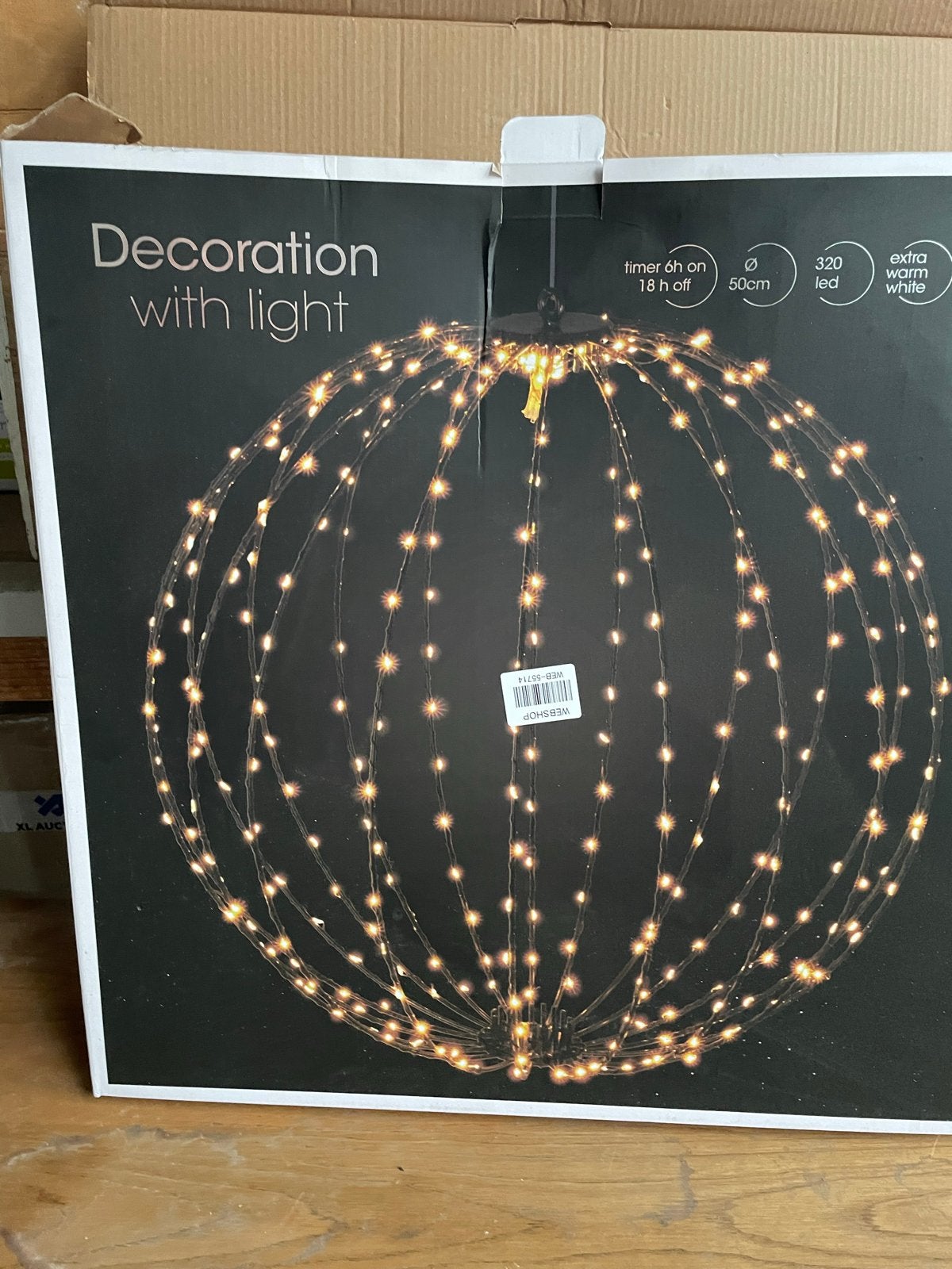 Lichtdecoratie bol met 320 LED's, Ø 50cm, extra warm wit, Huis en Inrichting, Lampen | Overige, Overige merken, Zwart, Nieuw, Ophalen of Verzenden