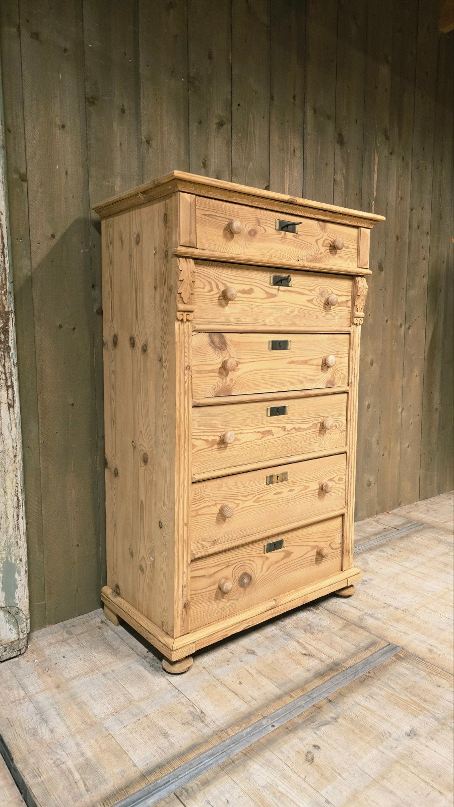 Antiek GrenenHouten Commode/Ladenkast uit voorraad leverbaar, 1 of 2 laden, 100 tot 150 cm, Zo goed als nieuw, Grenenhout