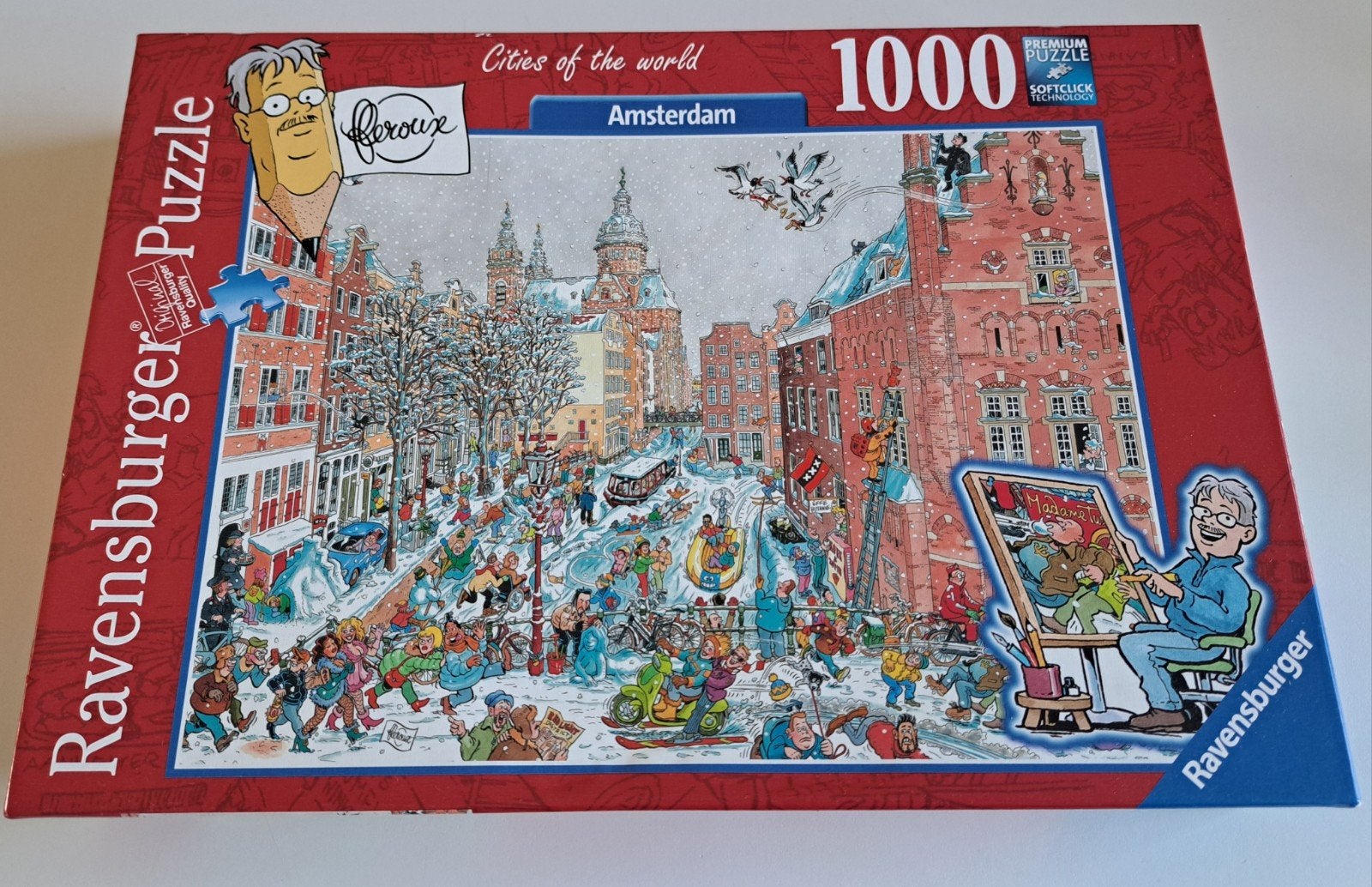 Puzzel Amsterdam in de winter, Ravensburger, 1000 stukjes, Ophalen of Verzenden, 500 t/m 1500 stukjes, Zo goed als nieuw