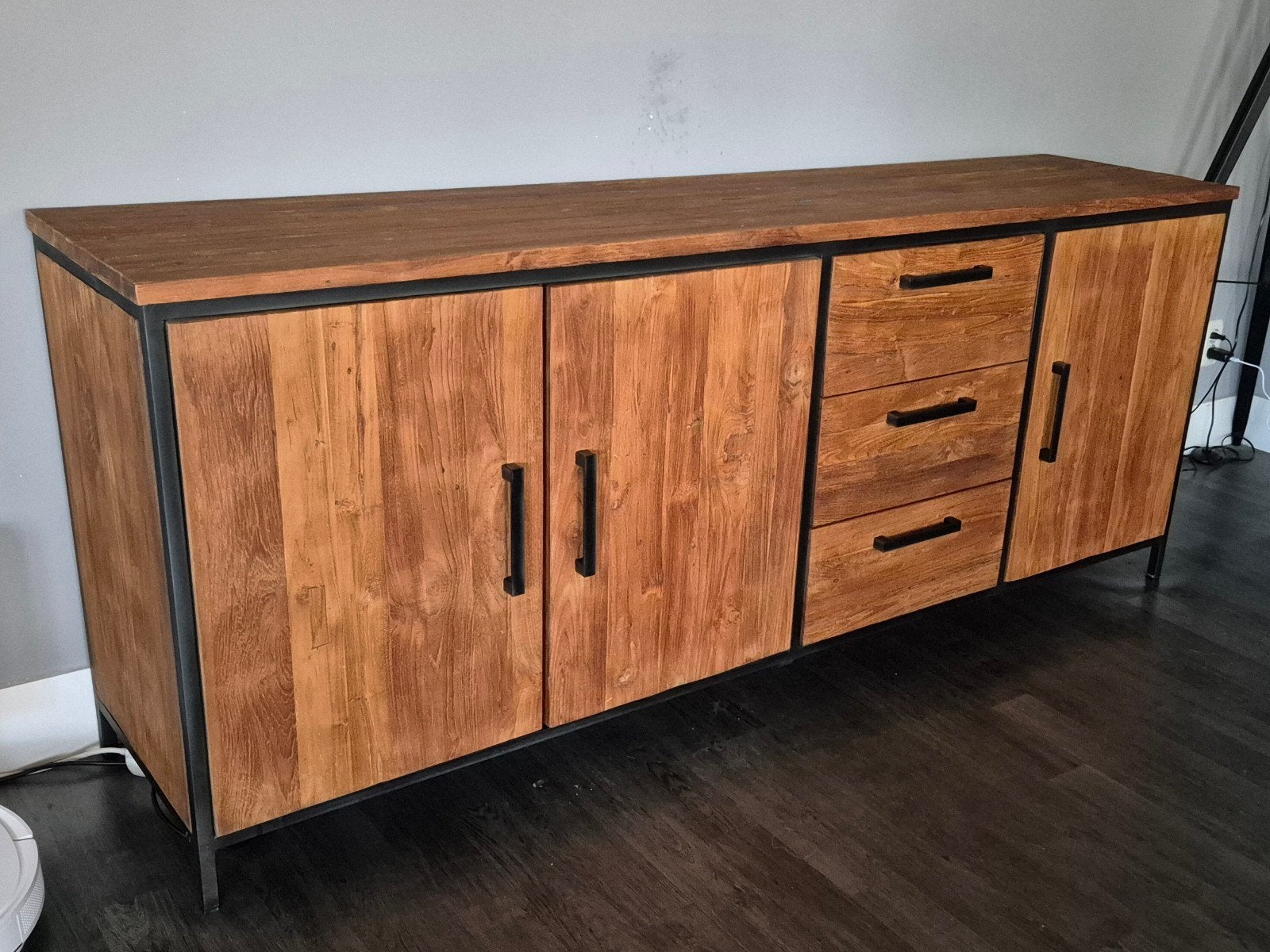 Pronto Romaro dressoir teak 195 cm | industriële stijl, Ophalen, Gebruikt, 150 tot 200 cm, Teakhout