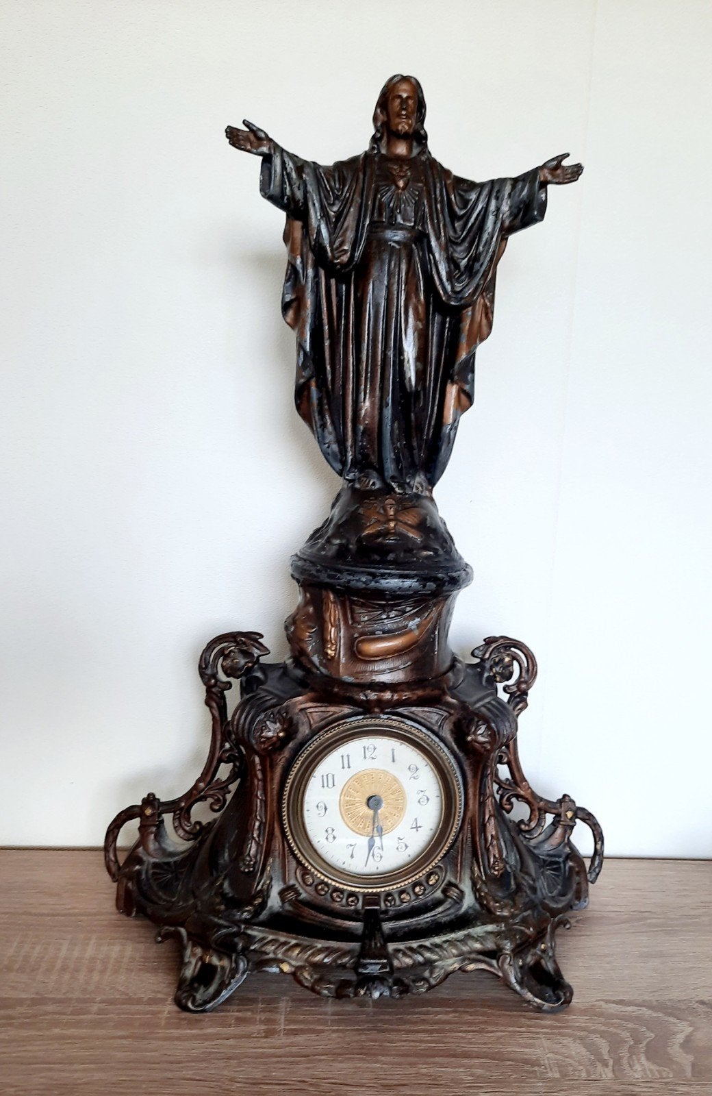 oude pendule schouwklok met Christus beeld, Ophalen of Verzenden