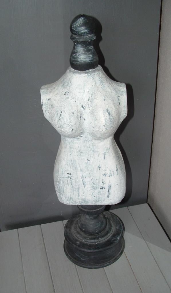 Buste tafelmodel papier-maché paspop op houten voet 61 cm, Ophalen of Verzenden