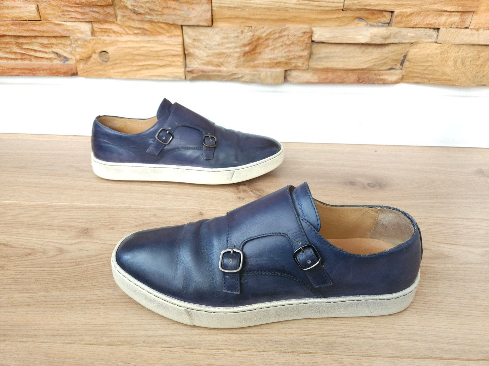 Santoni Fremont Monkschoenen maat 9 / 43 schoenen blauw!!!!, Blauw, Ophalen of Verzenden, Santoni, Sneakers of Gympen