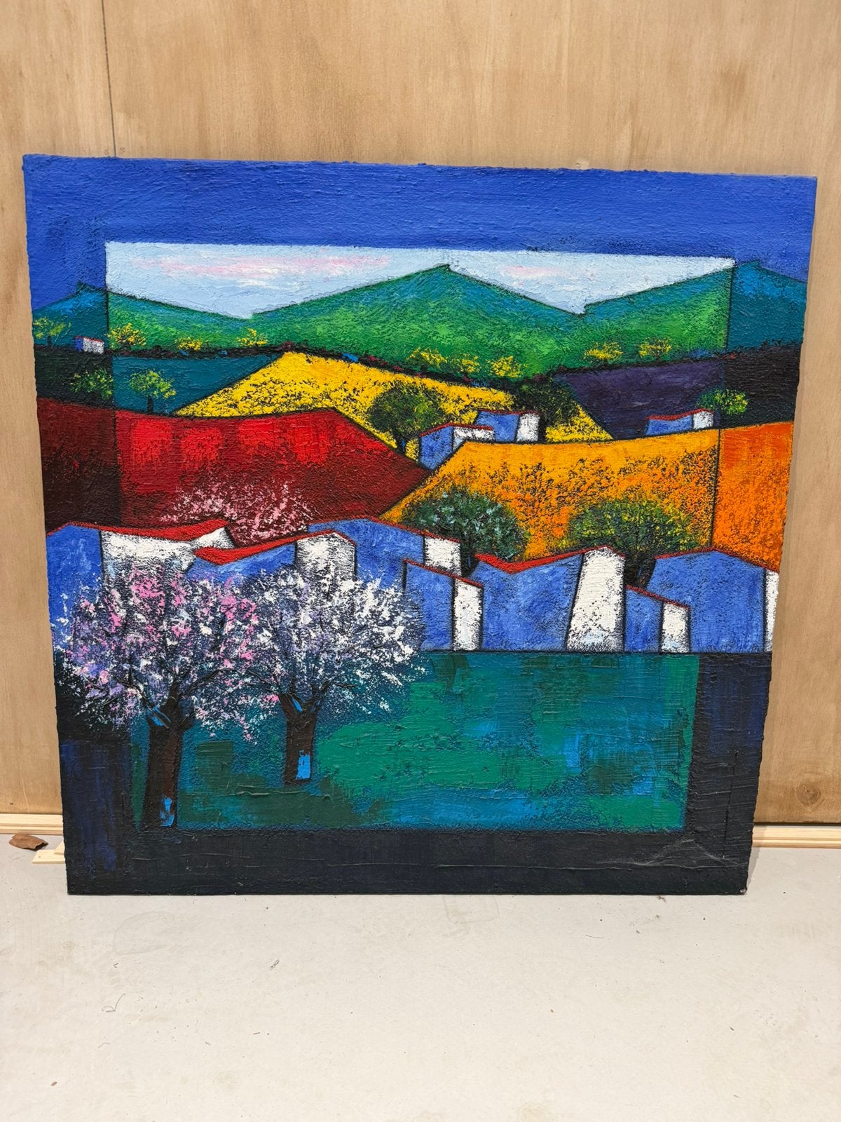 Schilderij Benyahya 100X100 CM TEAB, Antiek en Kunst, Ophalen