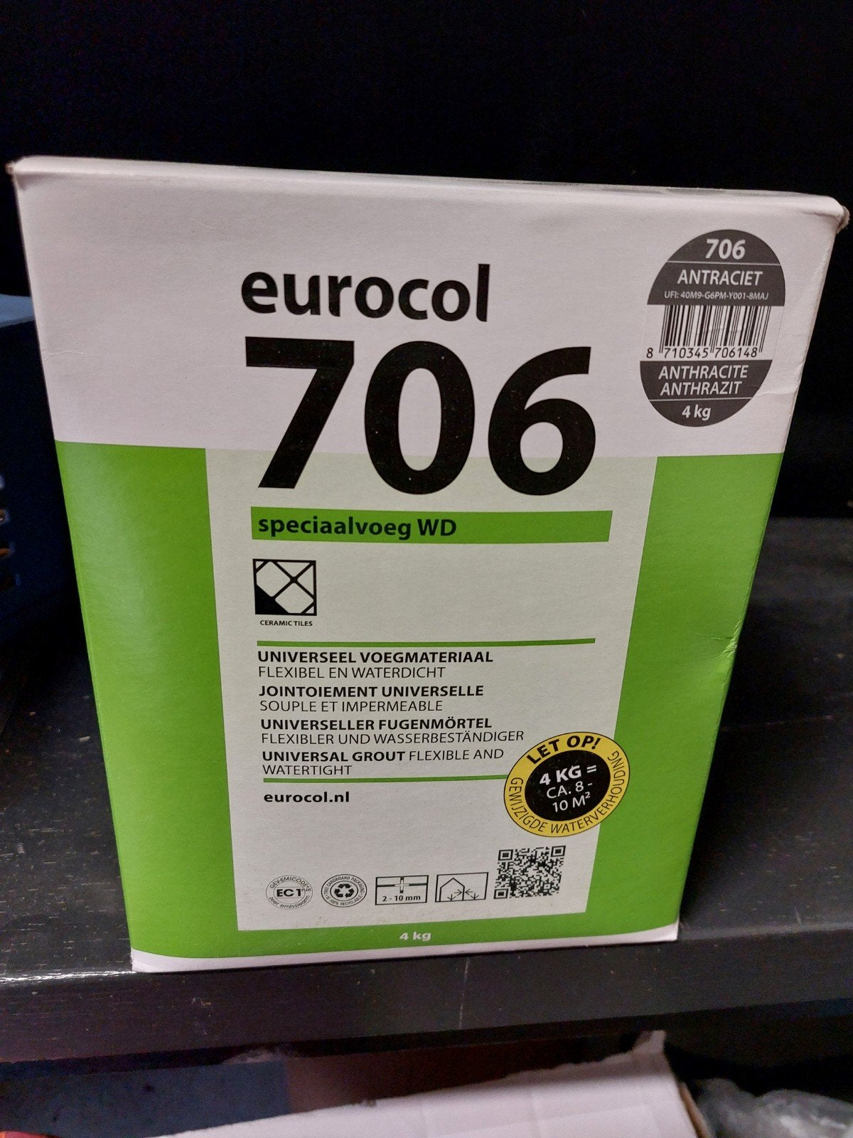 2 pakken voegmiddel Eurocol 706 Antraciet, Ophalen, Overige materialen, 30 cm of meer, 50 tot 150 cm