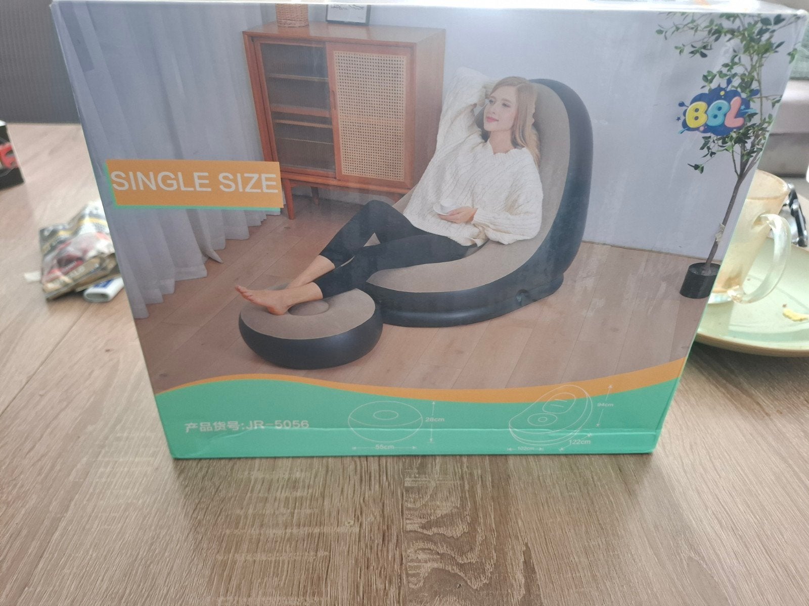 Opblaasbare Lounge Stoel met Voetenbank - Nieuw in Doos, Ophalen, Kunststof, Overige kleuren, Modern, Lounge