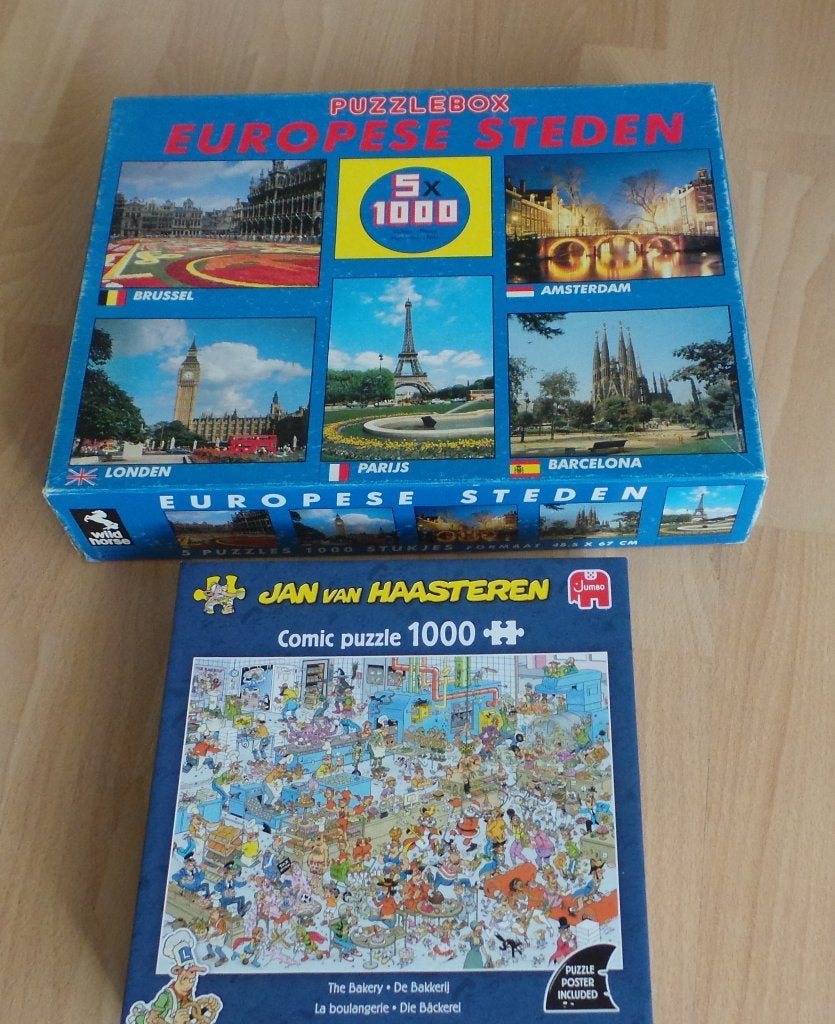 Puzzelen 6 legpuzzels 1000 stukjes J v. Haasteren: Bakkerij, Ophalen, 500 t/m 1500 stukjes, Zo goed als nieuw, Legpuzzel