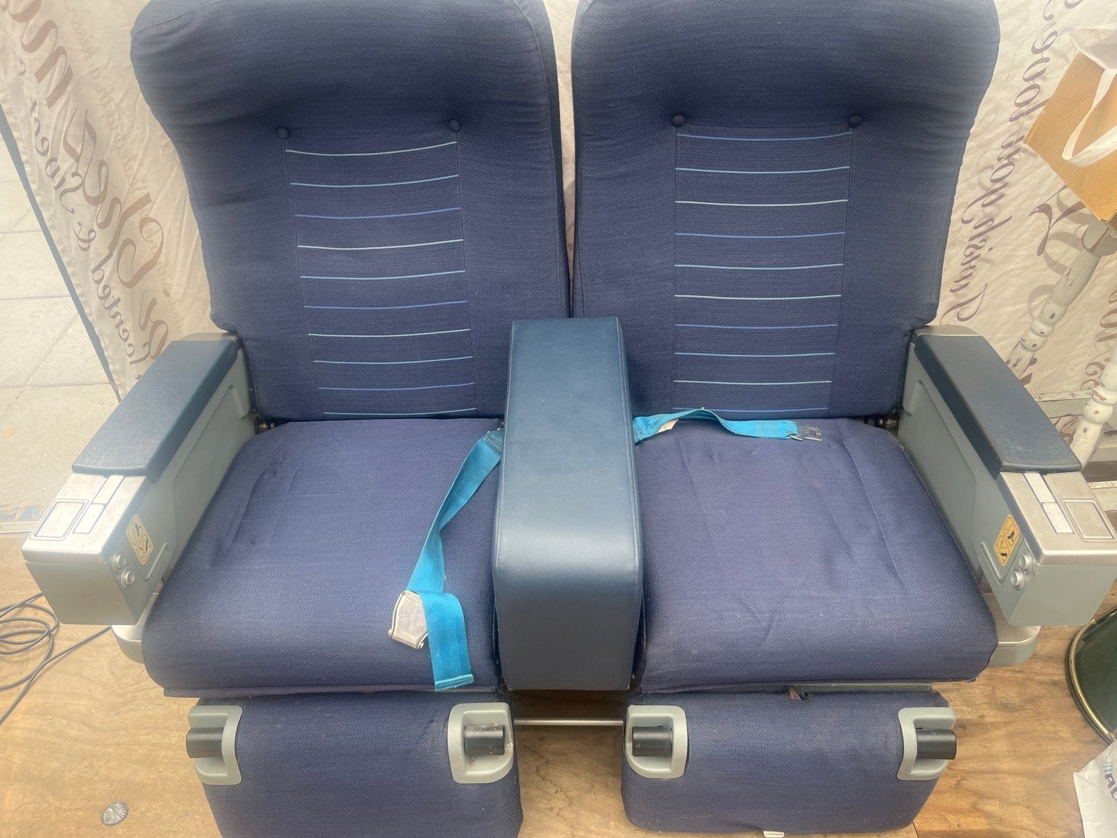 KLM Vliegtuigstoelen - Set van 2, Gebruikt, Twee, Blauw, Ophalen of Verzenden