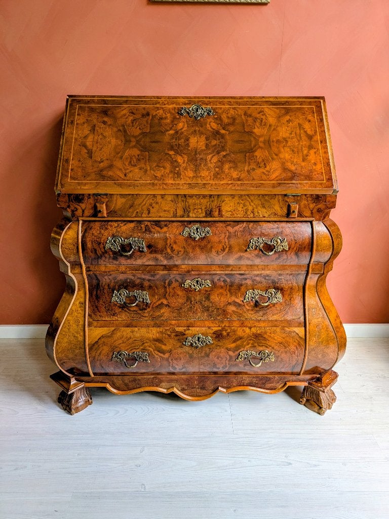 Notenhouten Secretaire Buikkast Bureau, Vintage, Ophalen of Verzenden, Zo goed als nieuw, X