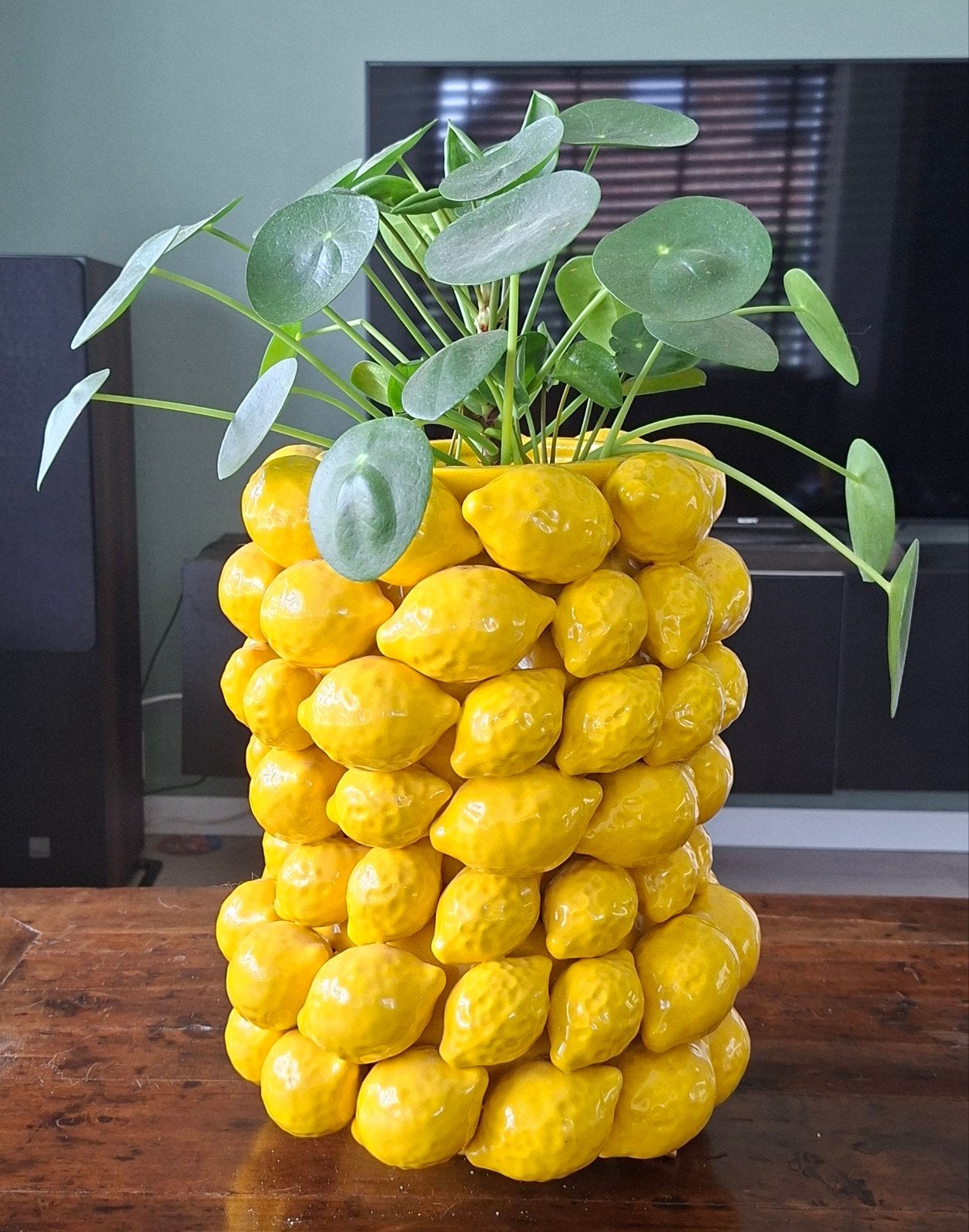 Des Pots citroenvaas (Originele) 35 cm ZGAN, Huis en Inrichting, Ophalen, Handgemaakt, Geel, 35 cm
