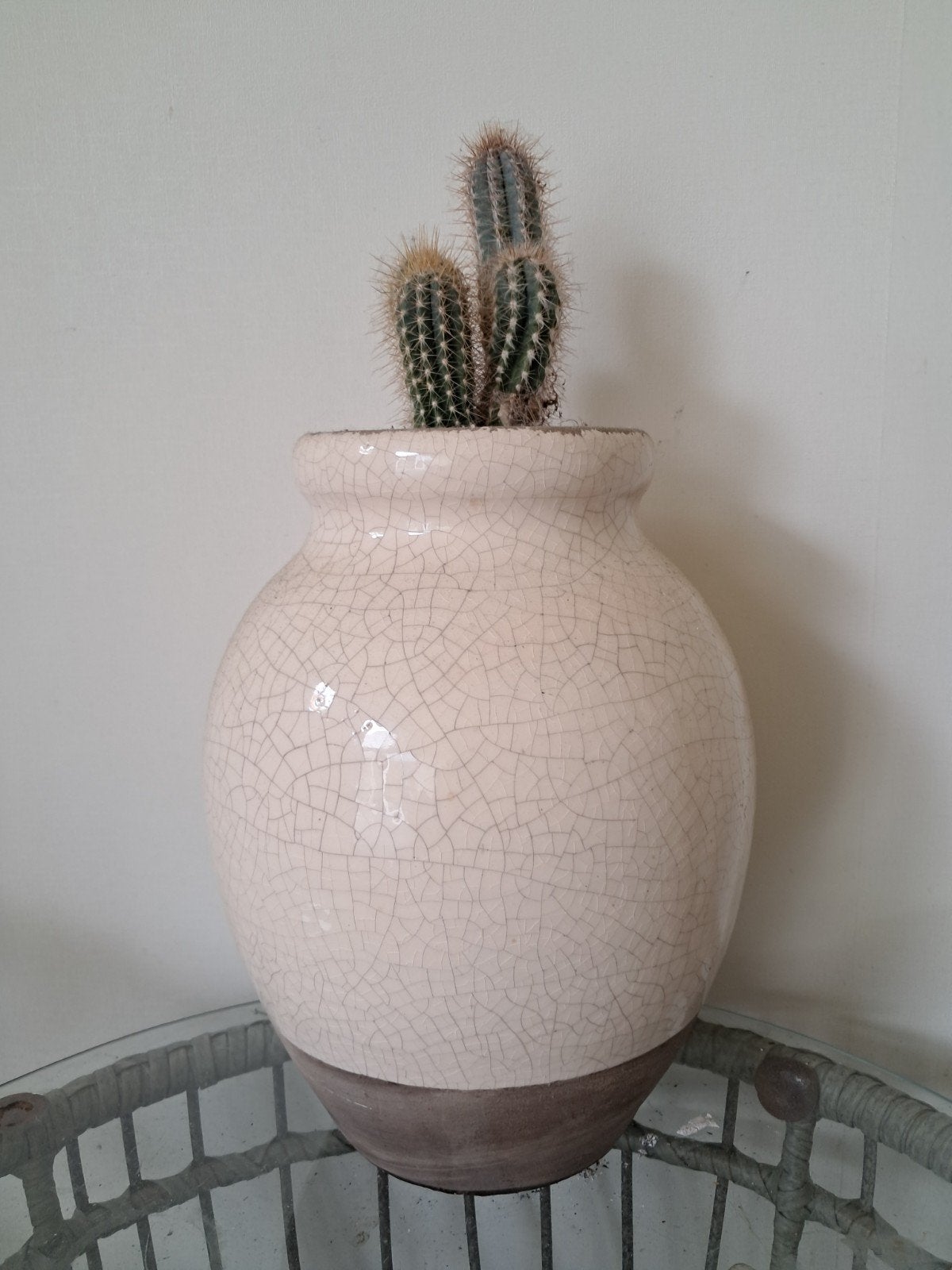 Stijlvolle bloempot, 2-kleurig met craquelé effect, Ophalen, Gebruikt, Rond, Binnen