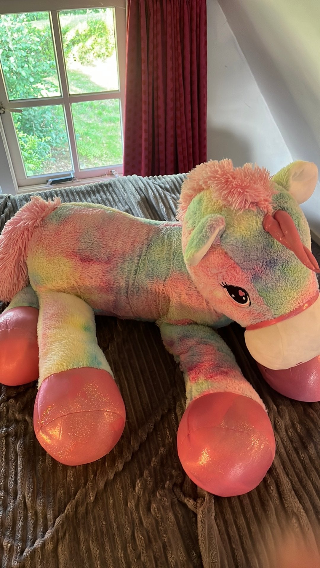 Grote unicorn knuffel, Kinderen en Baby's, Speelgoed | Knuffels en Pluche, Ophalen, Overige karakters, Zo goed als nieuw, Meerkleurig