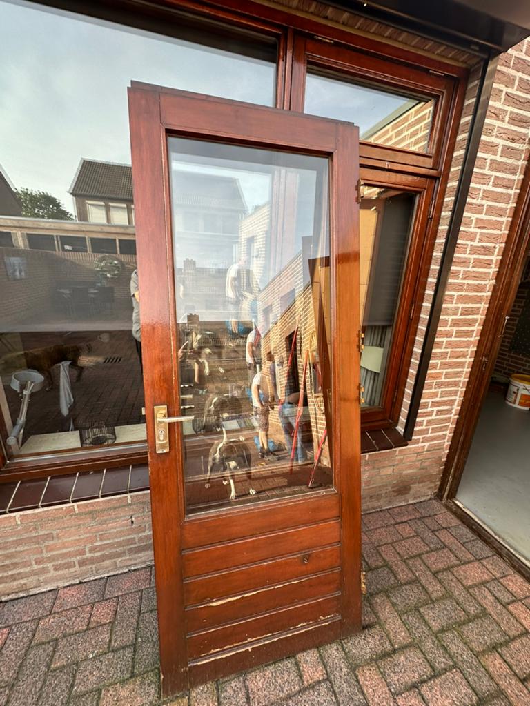 2 hardhouten  deuren, Gebruikt, Buitendeur, 200 tot 215 cm, Glas