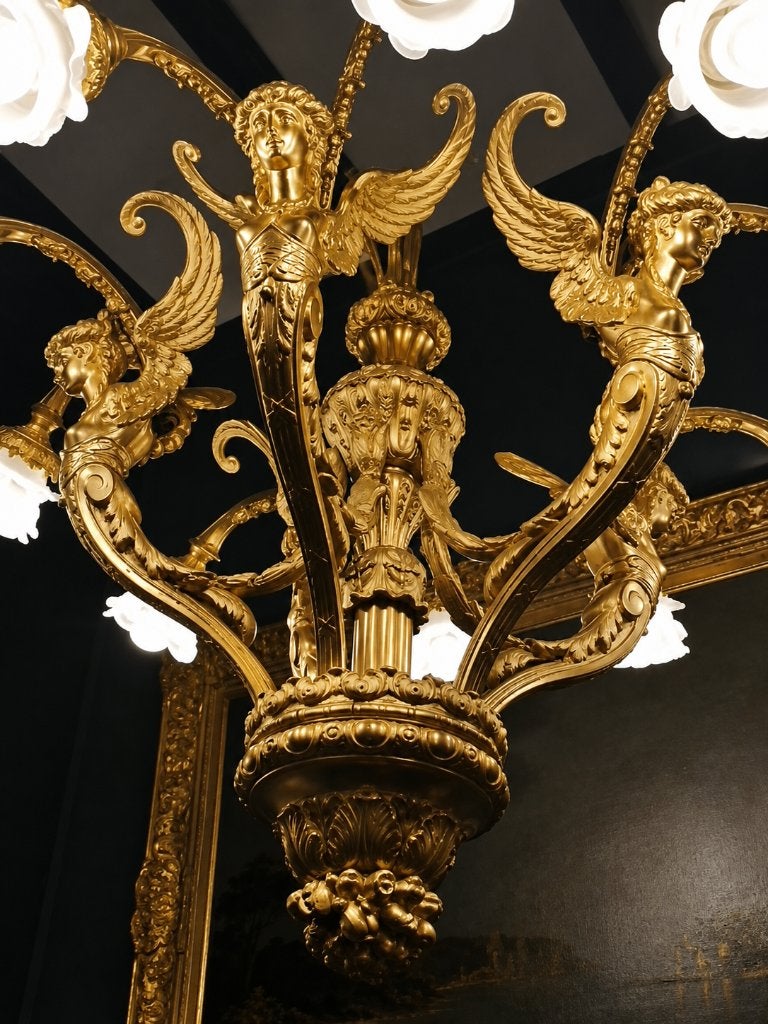antiek bronze engelen kroonluchter, Ophalen