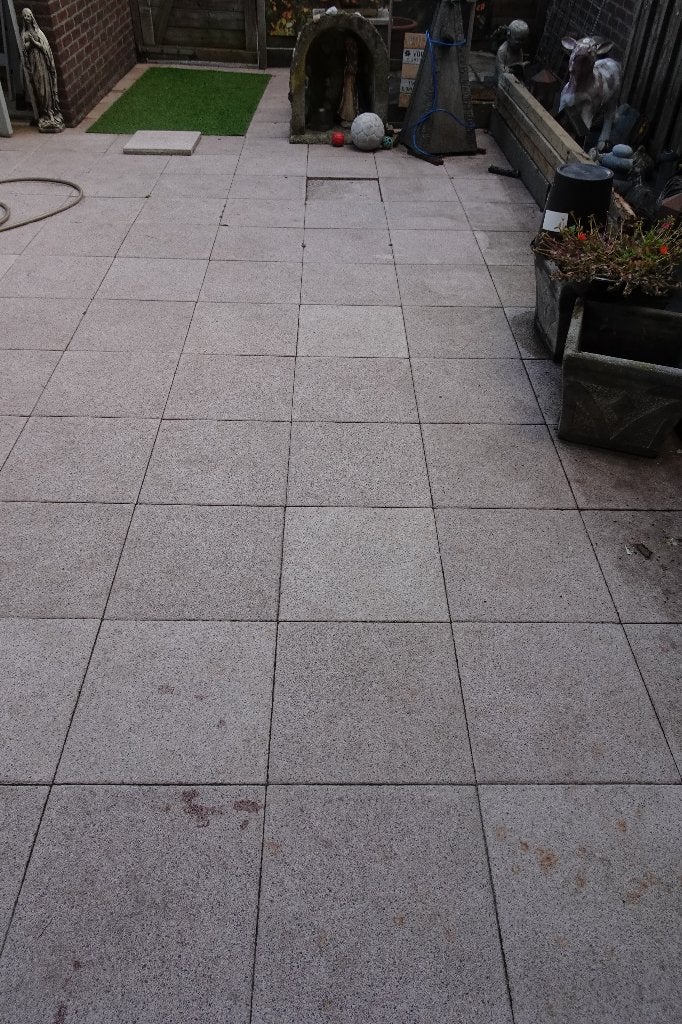 Granieten grijs/rood terrastegels/tuintegels, Ophalen, Gebruikt, 10 m² of meer, Beton