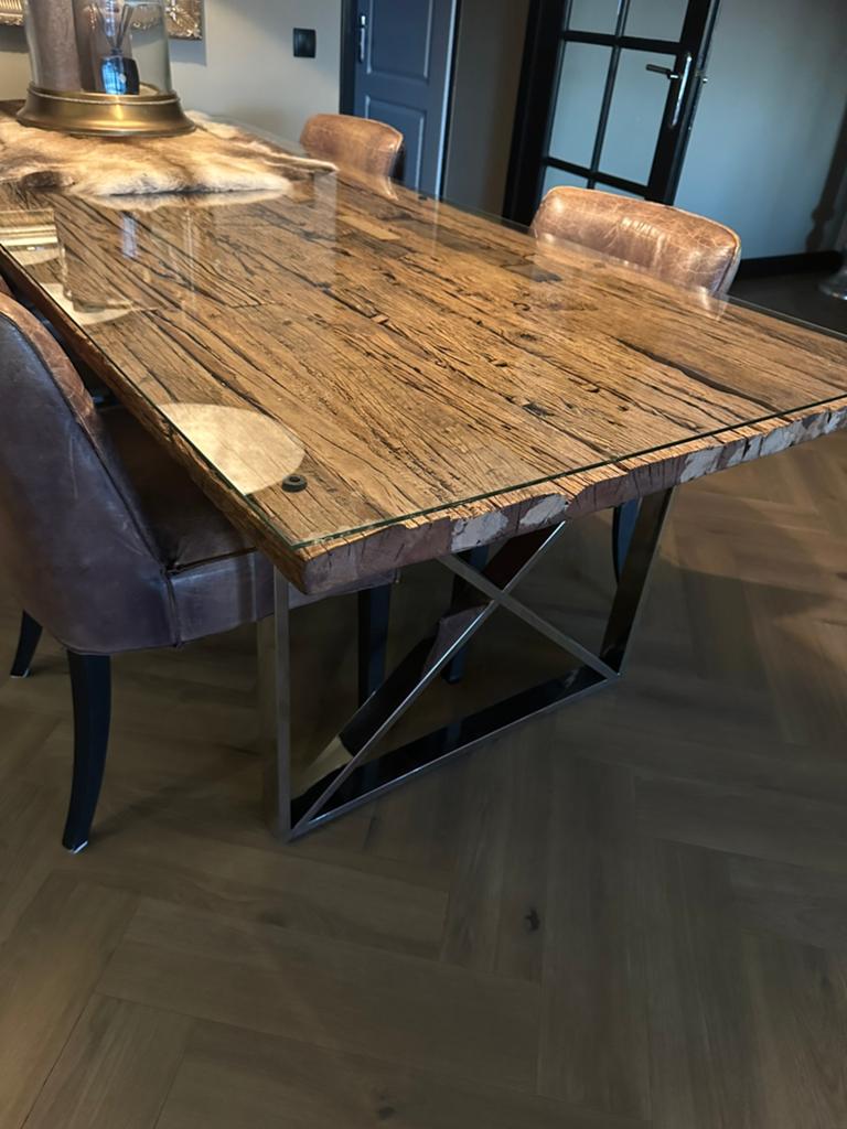 Rofra Home railway houten eettafel., 200 cm of meer, 50 tot 100 cm, Zo goed als nieuw, Rechthoekig