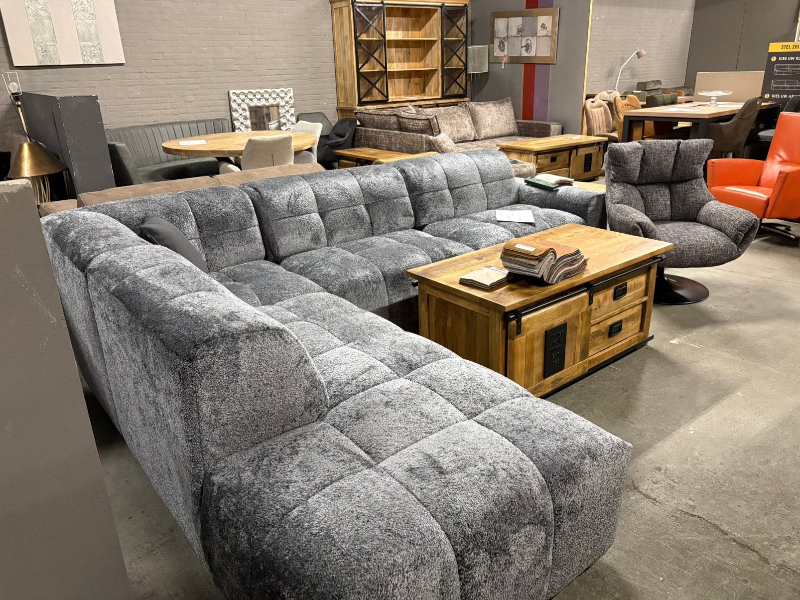 Hoekbank penny  grijs elementen bank direct leverbaar, Ophalen, Outletliving7@gmail.com, Nieuw, Outlet