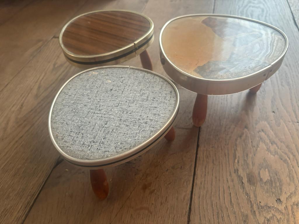 Set van 3 vintage mini plantentafeltjes / bijzettafeltjes, Ophalen of Verzenden