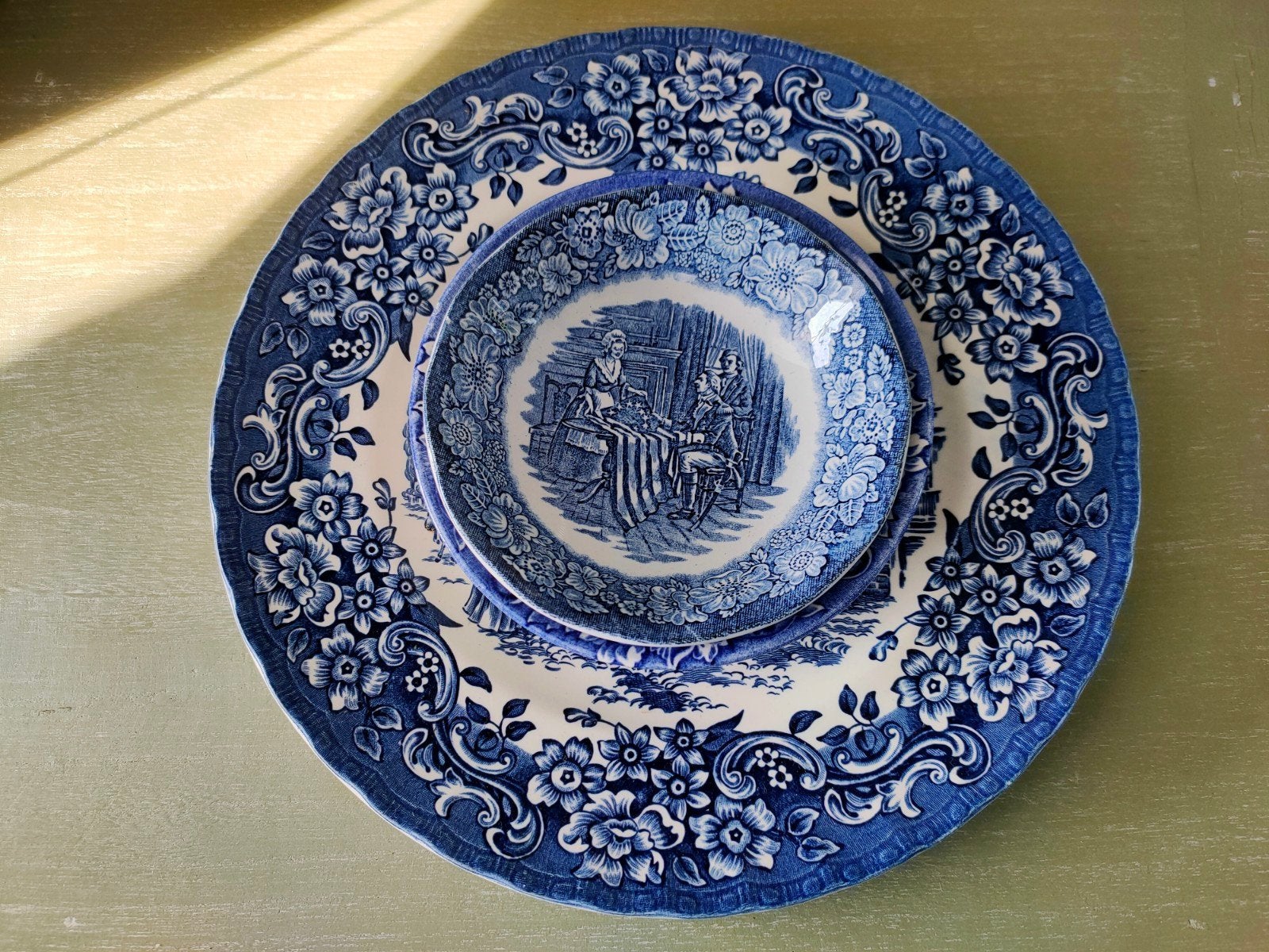 Blauwe servies delen 17 Century England, Royal Tudor Ware, Ophalen