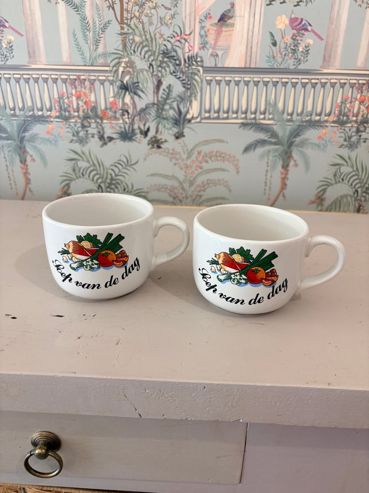 Vintage Soepkommen 'Soep van de dag' - Set van 2, Ophalen of Verzenden