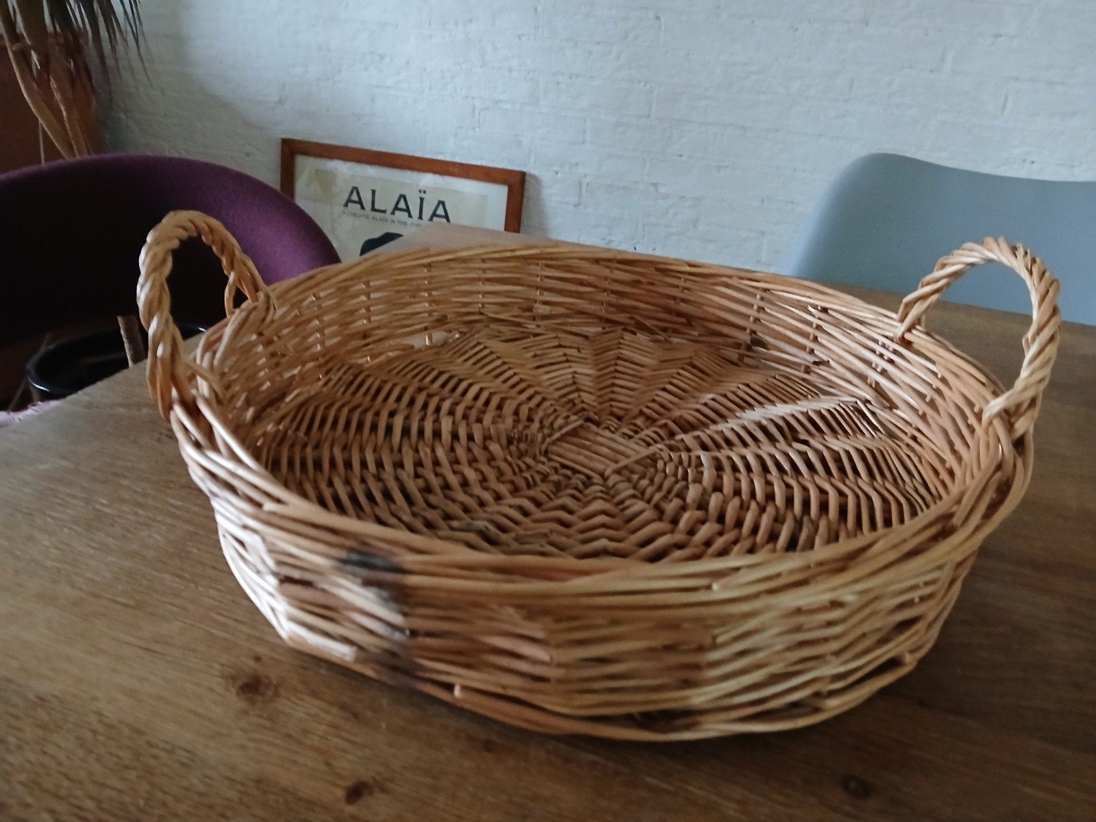 Vintage rieten (dien)blad, Huis en Inrichting, Ophalen of Verzenden