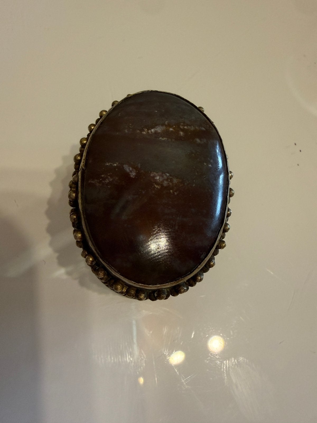 Vintage pillendoosje met steen, Ophalen of Verzenden