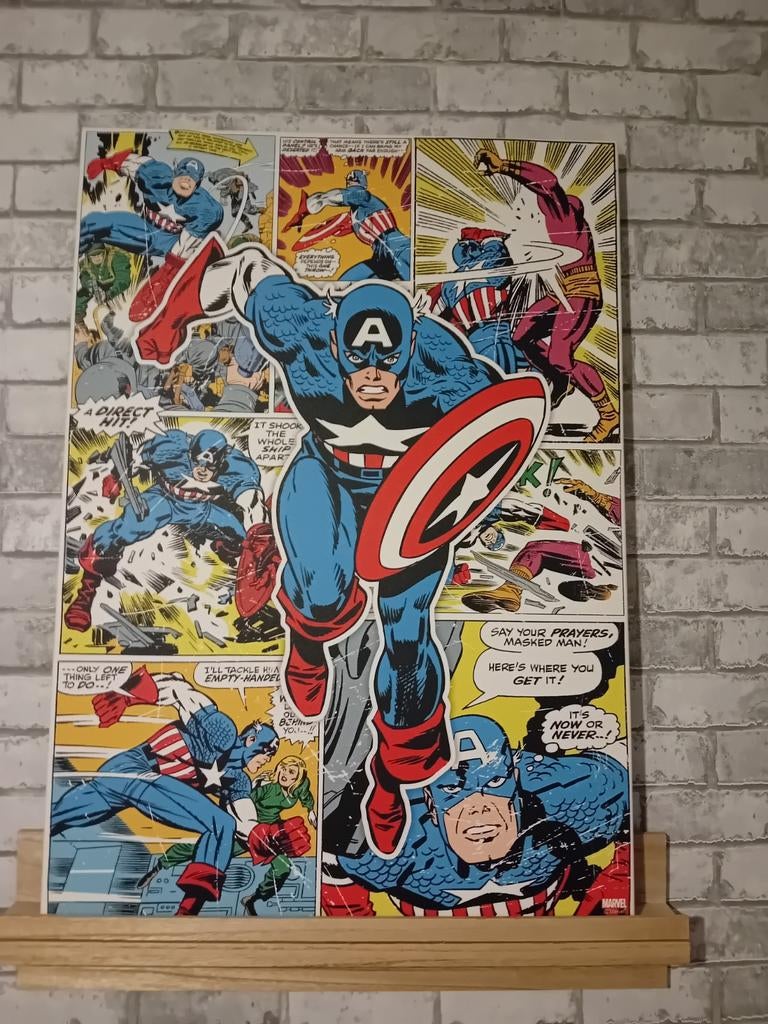 Captain America canvas.70x50 cm., Ophalen of Verzenden, Superheld, Plaatje, Poster of Sticker