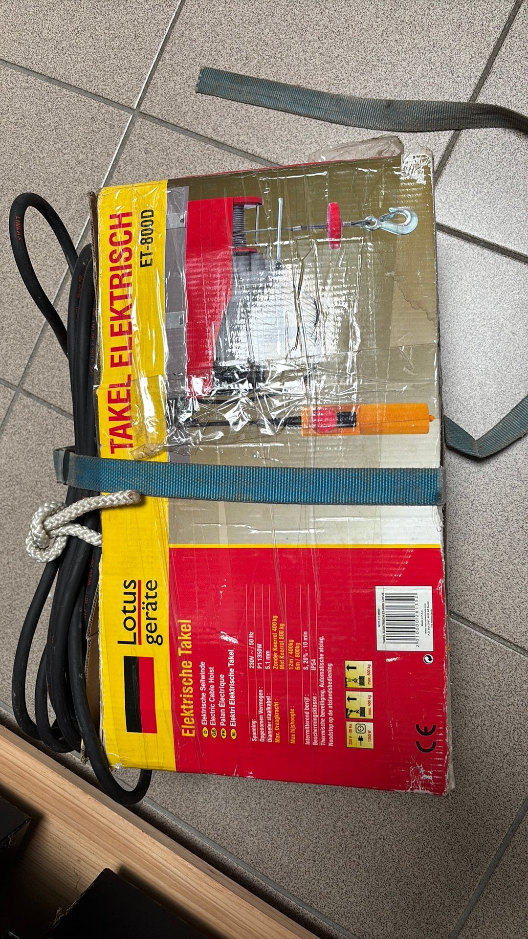 Elektrische hijslier Lotus Geräte model ET 800D, Ophalen of Verzenden, Zo goed als nieuw, Elektrisch
