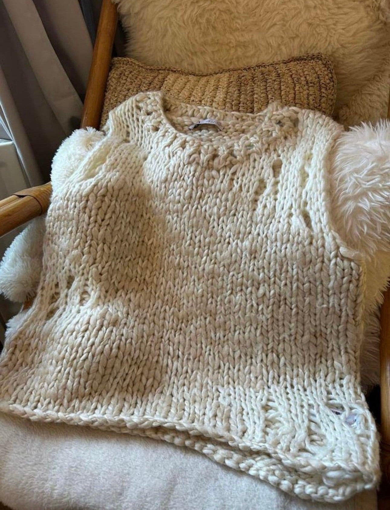 Zara beige gebreide top zonder mouwen – maat M, Ophalen of Verzenden, Zo goed als nieuw