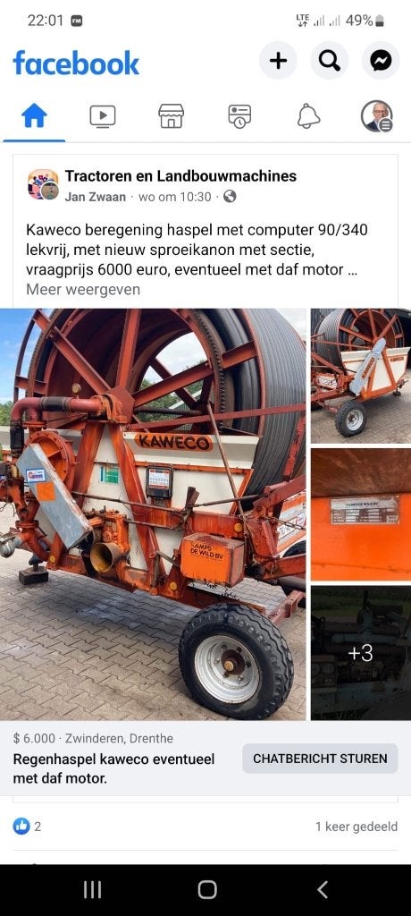Beregening haspel plus pomp, Ophalen, Akkerbouw, Beregening en Drainage