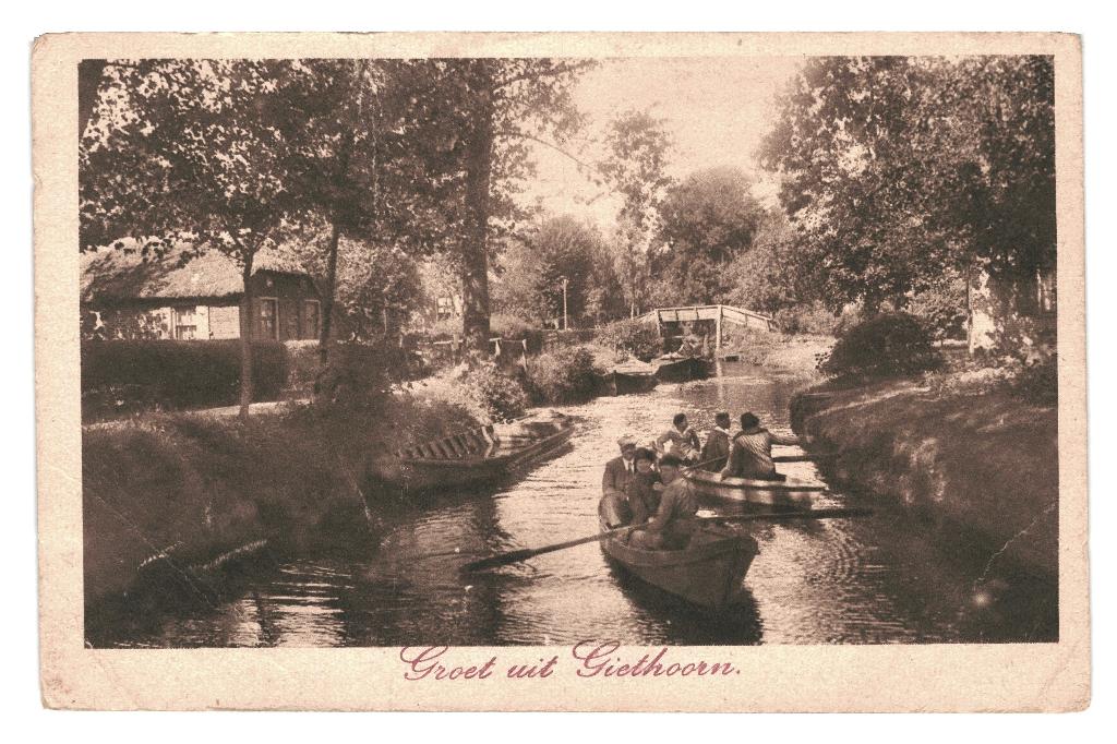 983798 Giethoorn Punter Ov 1932 Gelopen met postzegel, Ophalen of Verzenden, 1920 tot 1940, Gelopen, Overijssel
