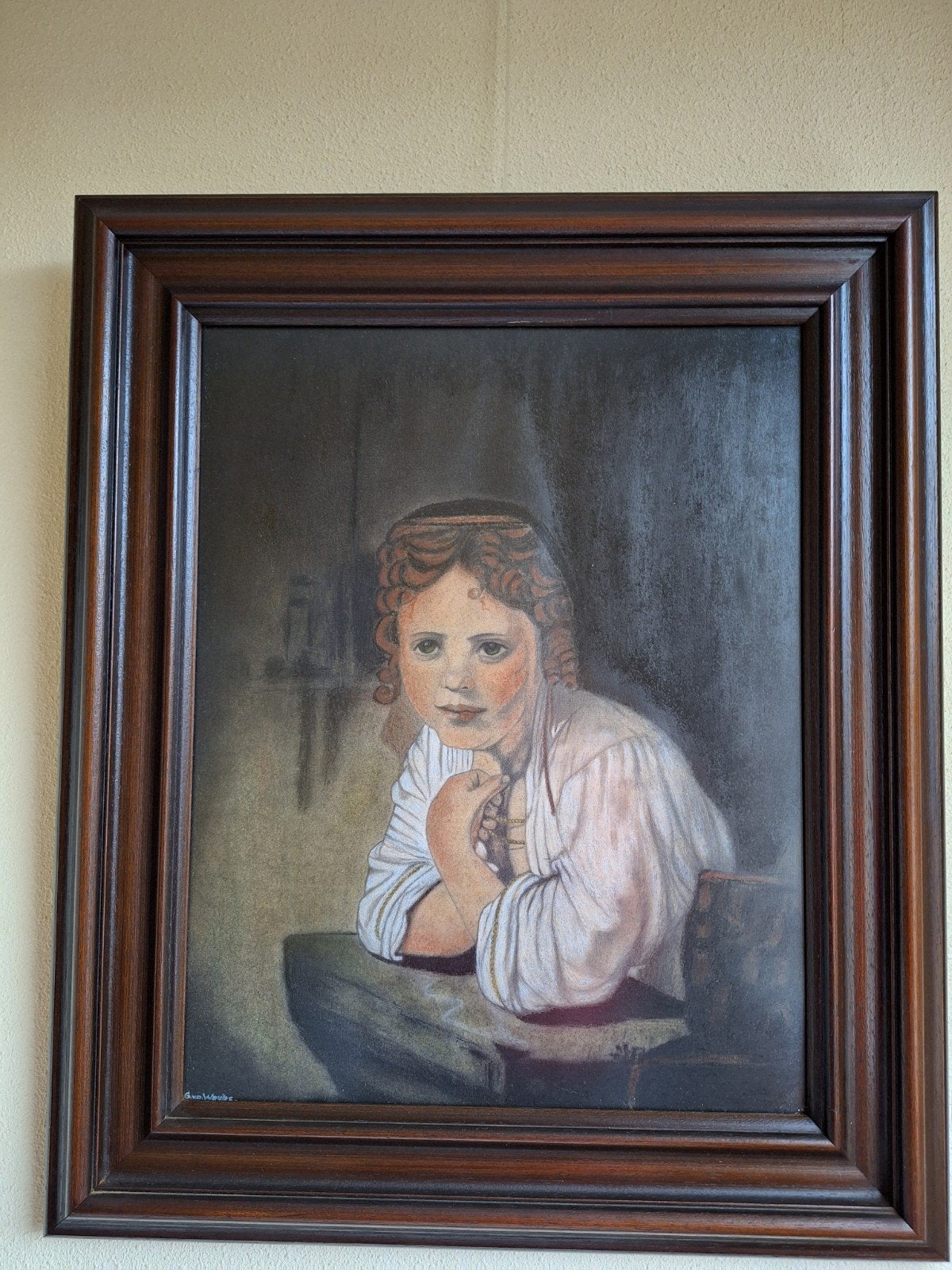 Meisje in het venster - Houtskooltekening G. van der Wouw, Ophalen of Verzenden
