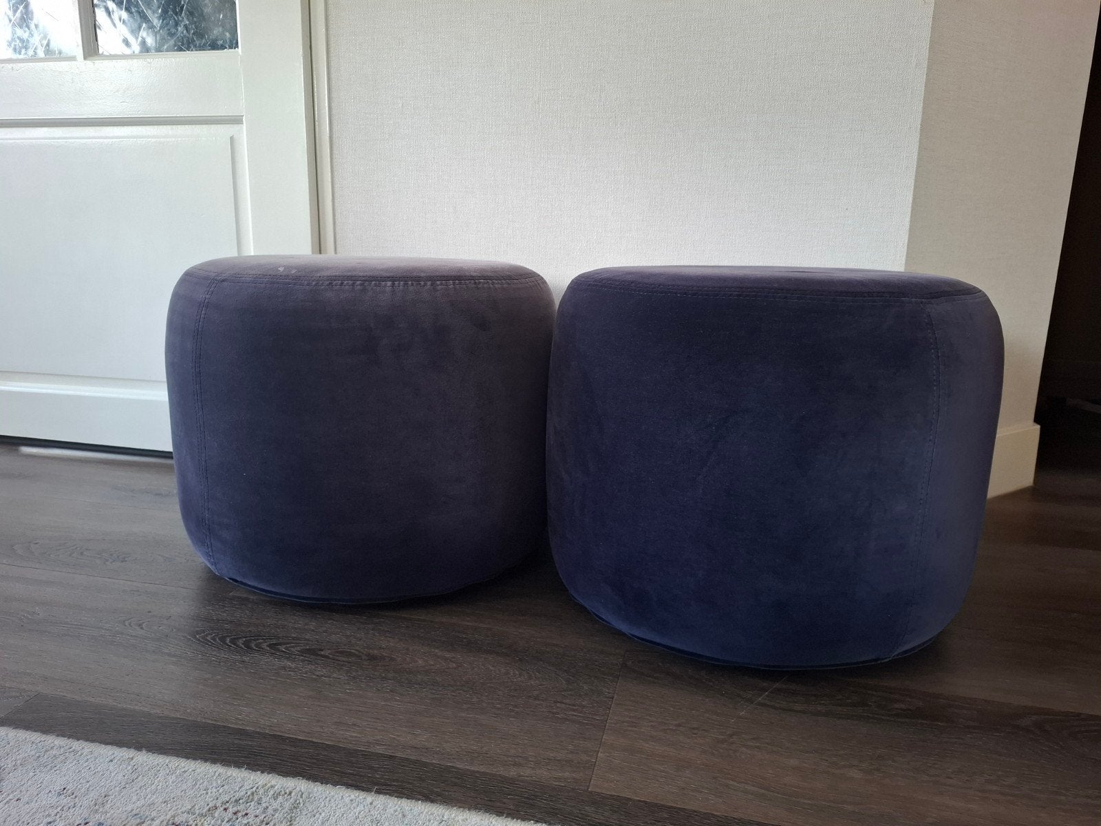 IKEA Stockholm poef blauw 2 stuks, Ophalen, Minder dan 50 cm, Gebruikt, Rond