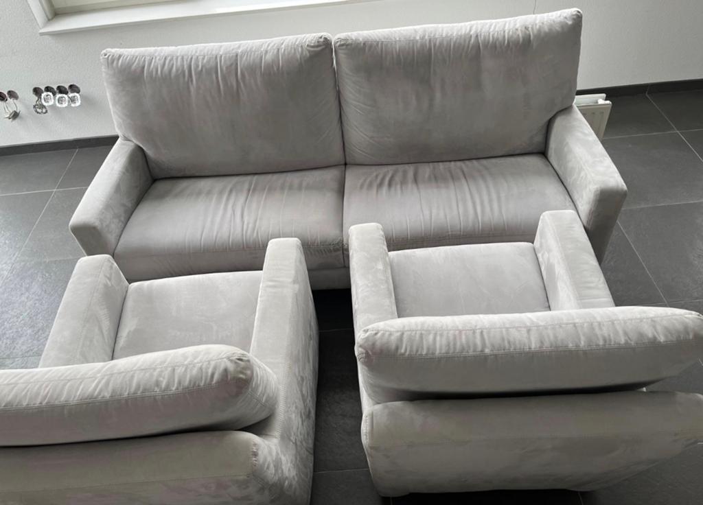 Grijs bankstel en 2 fauteuilles, Ophalen, Zo goed als nieuw