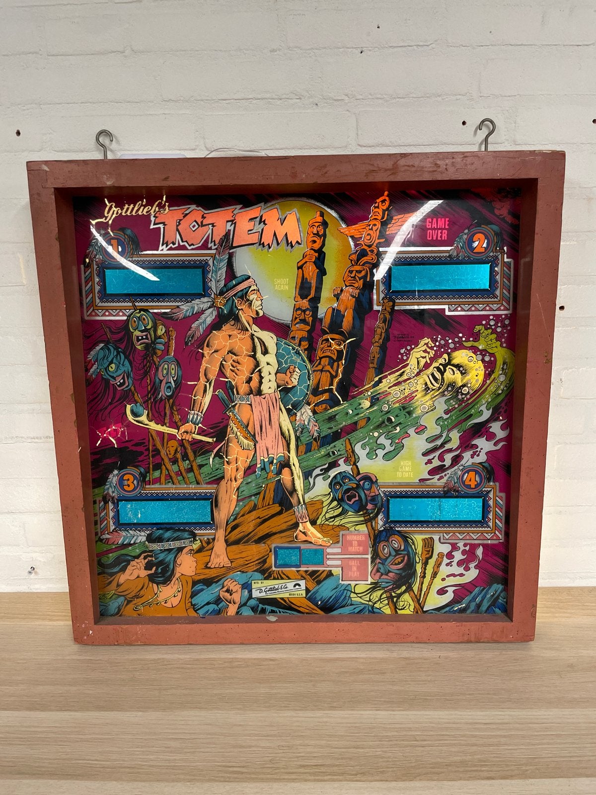 Gottlieb's Totem Flipperkast Backglass - Uniek Decorstuk, Ophalen, Gebruikt, Gottlieb, Overige soorten
