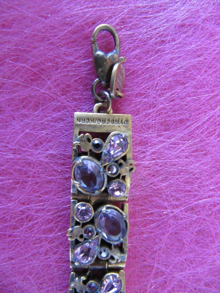 Dyrberg/Kern bronskleurige armband met lila Swarovski, Sieraden, Tassen en Uiterlijk, Overige materialen, Gebruikt, Verzenden