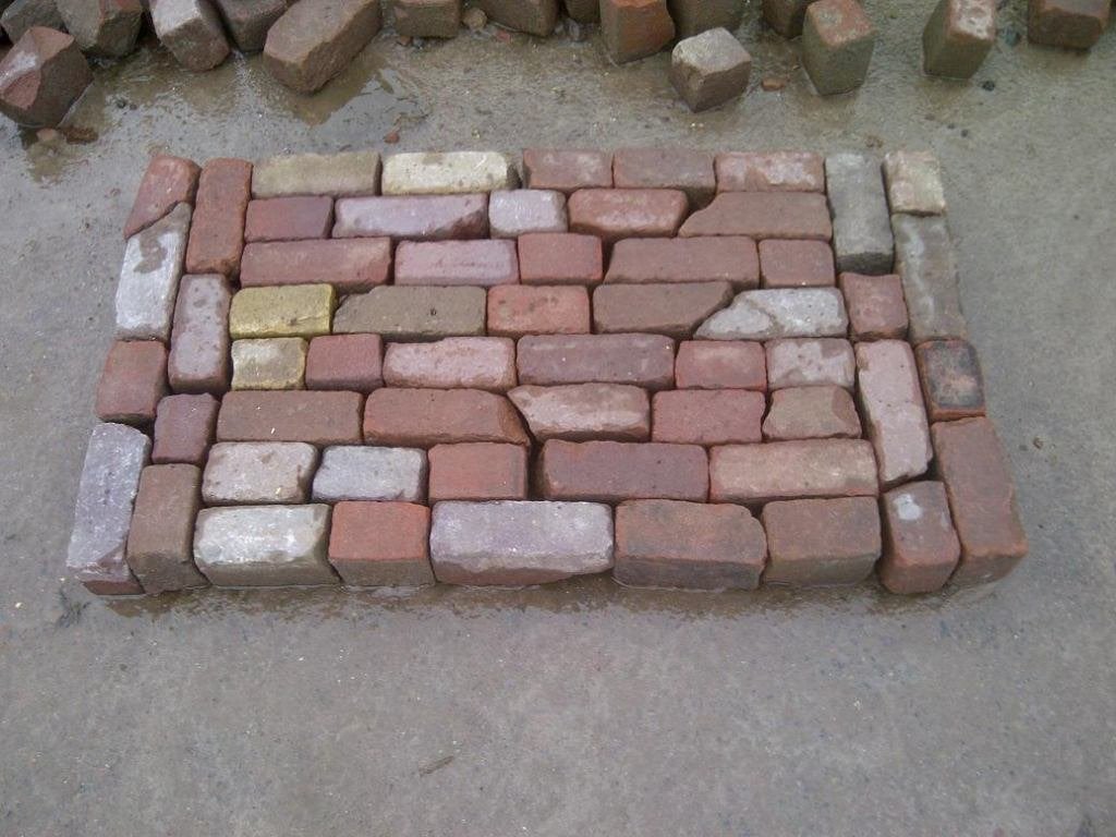 -- 100 m2 Oude hard gebakken 7-duimers, breukformaat --, Tuin en Terras, Gebruikt, Keramiek, Klinkers, Ophalen of Verzenden