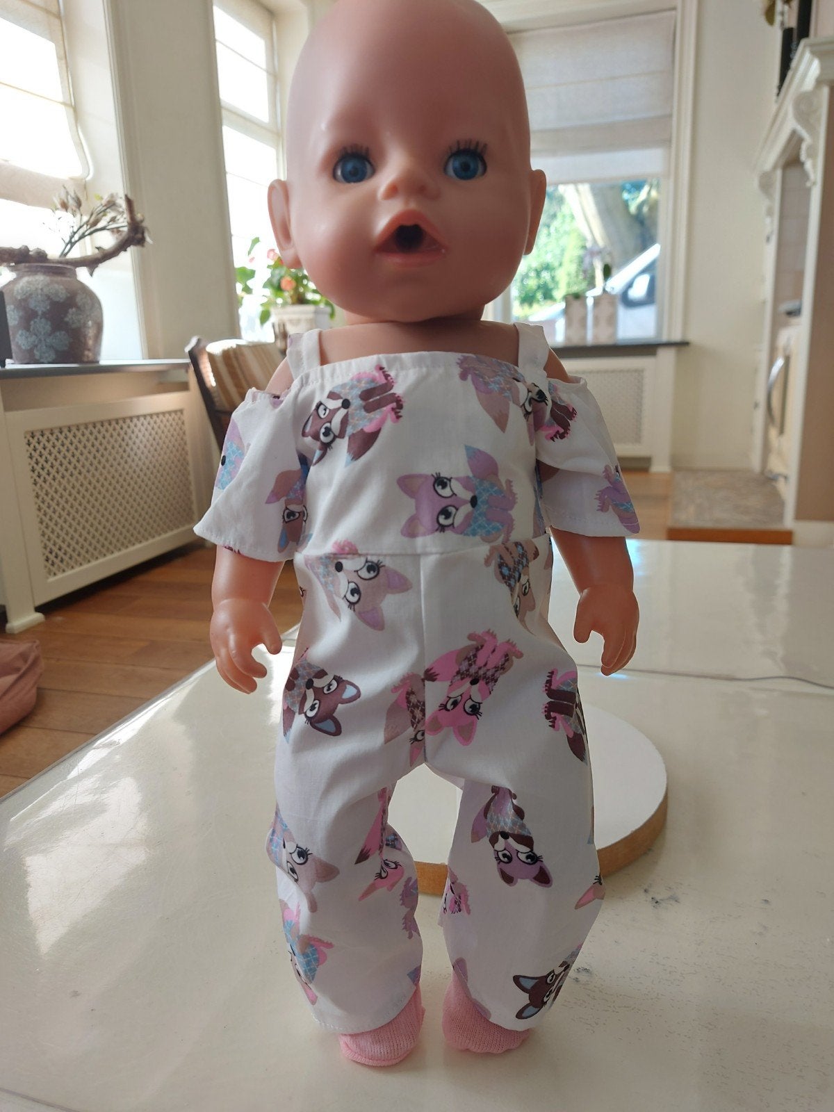 Mooie jumpsuit vos baby born pop, Ophalen of Verzenden, Nieuw, Babypop