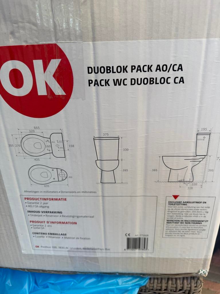 OK Duoblok WC-pot - Nieuw in doos, Ophalen, Nieuw, Toilet
