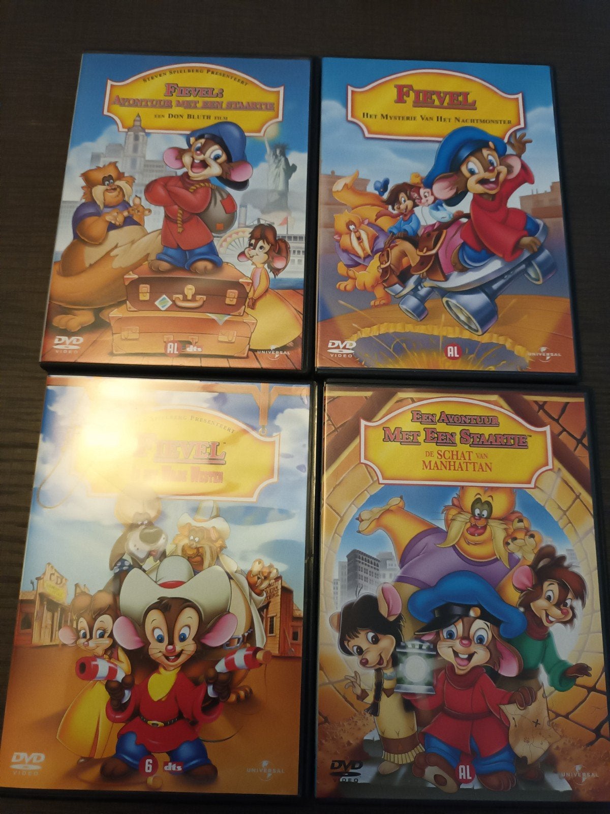 4-dvd complete reeks Fievel, Alle leeftijden, Ophalen of Verzenden, Zo goed als nieuw