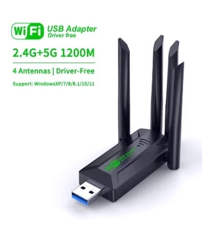 1200 Mbps Wifi usb adapter dual band met 4 Antenne, Ophalen of Verzenden, Nieuw, Extern