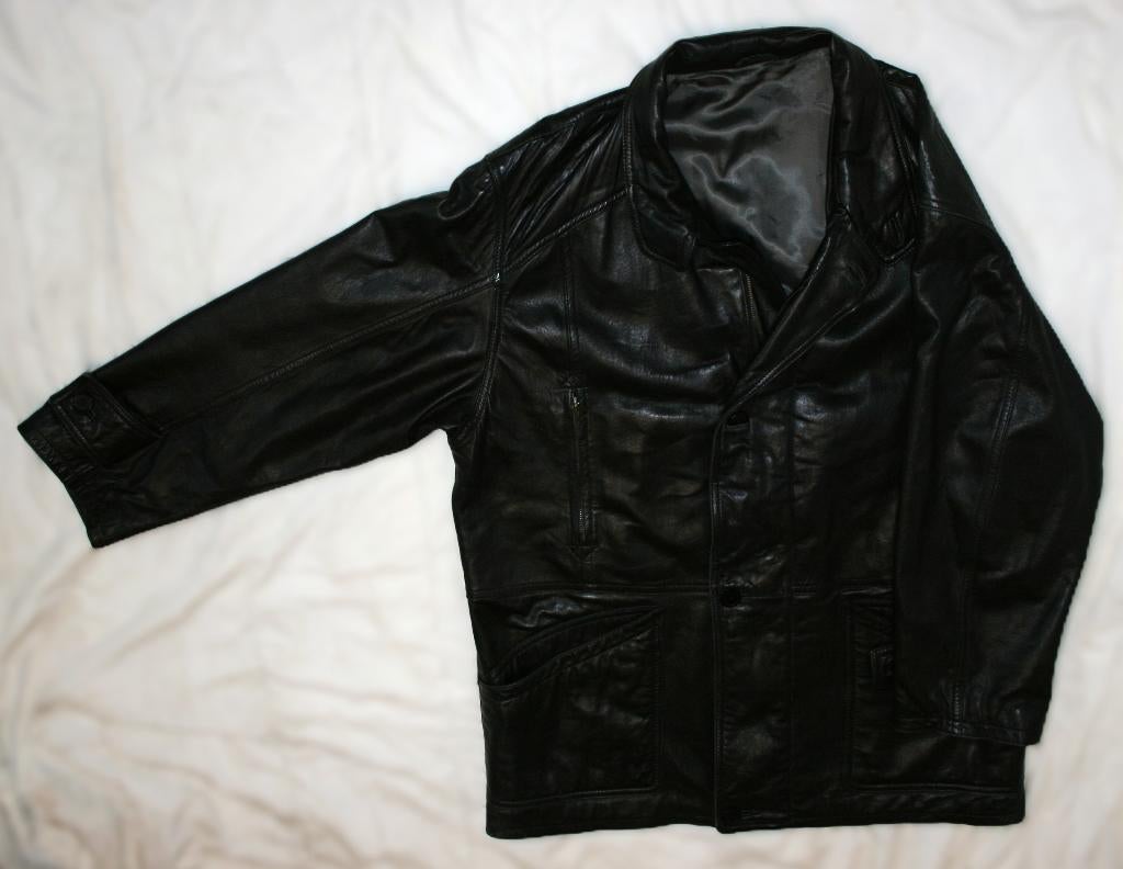 Yves Saint Laurent Zwarte Leren Jas, bieden vanaf €160 YSL, Ophalen, Maat 52/54 (L), Zwart, Zo goed als nieuw