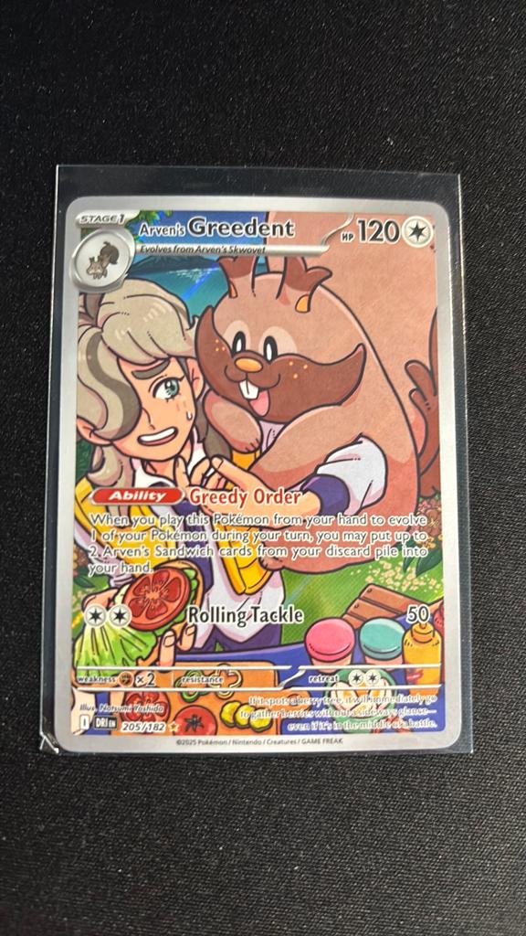 Arven's Greedent 205/182 | NM | Destined Rivals, Ophalen of Verzenden, Zo goed als nieuw, Losse kaart