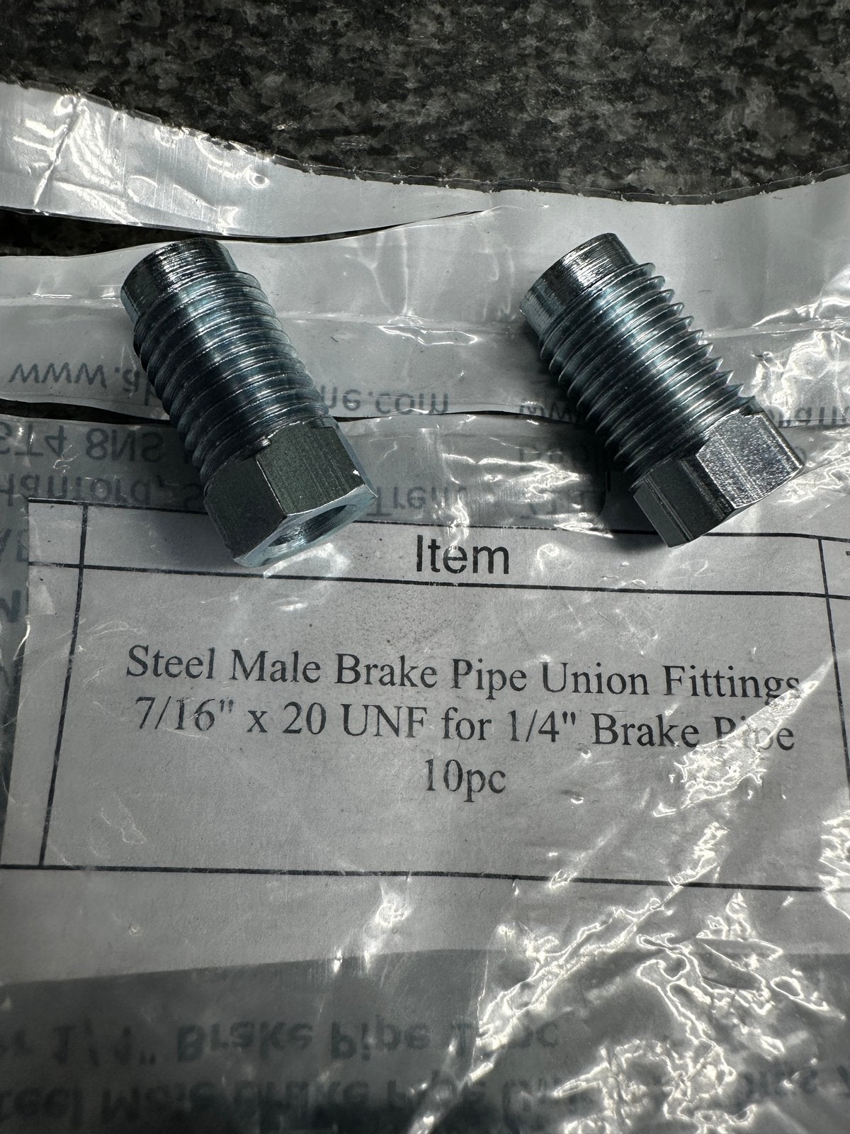 Stalen Remleiding Koppelingen 7/16" x 20 UNF  2 stuks), Ophalen of Verzenden, Nieuw, Universele onderdelen