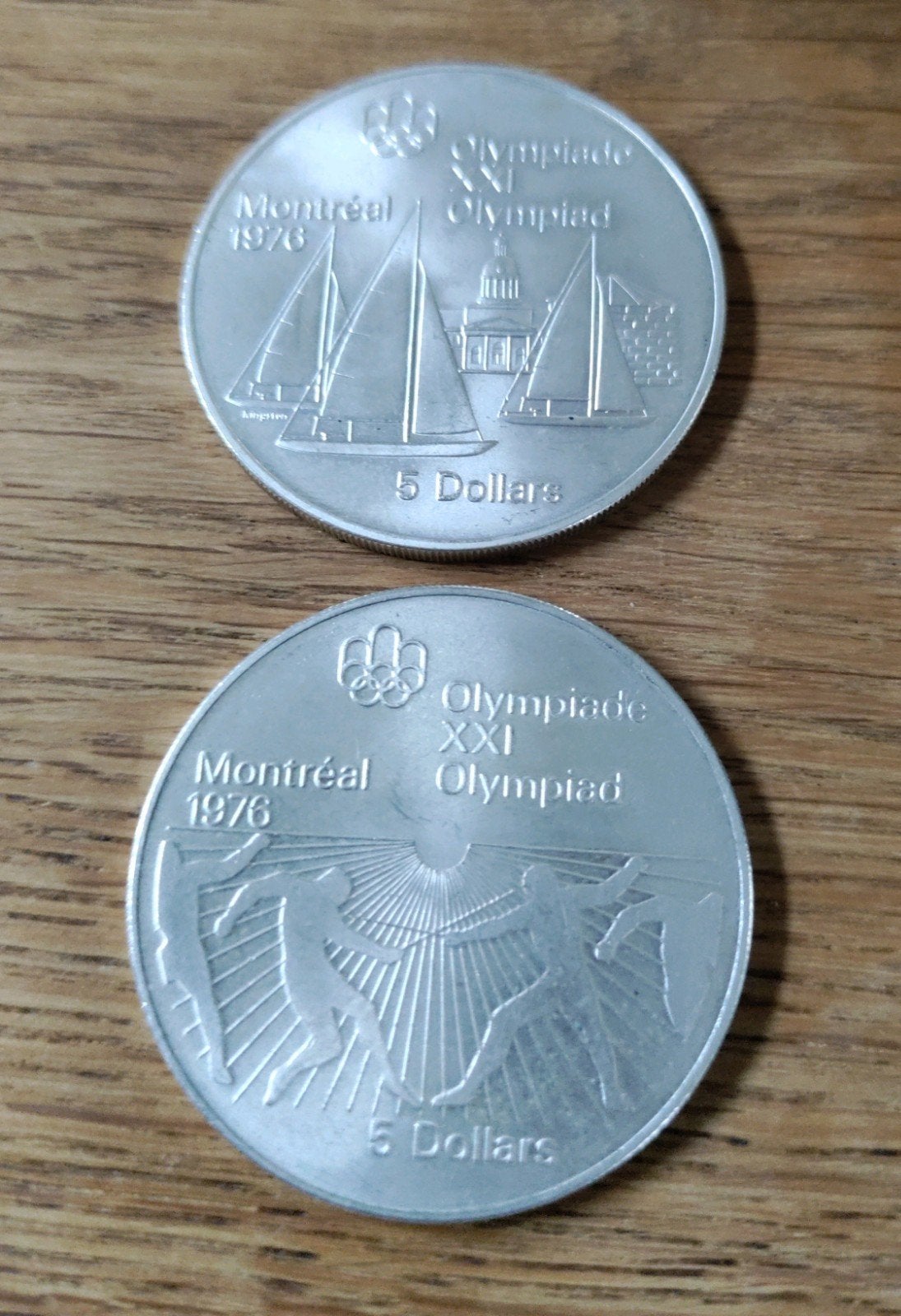 Zilver 2x Olympische Spelen Montreal 1976 5 Dollar Zilveren, Ophalen of Verzenden, Noord-Amerika, Setje, Zilver
