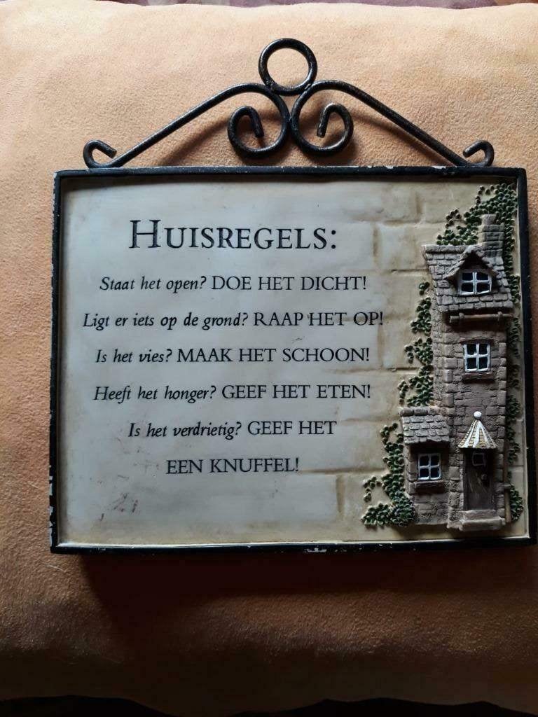 1 spreukentegel huisregels, Ophalen