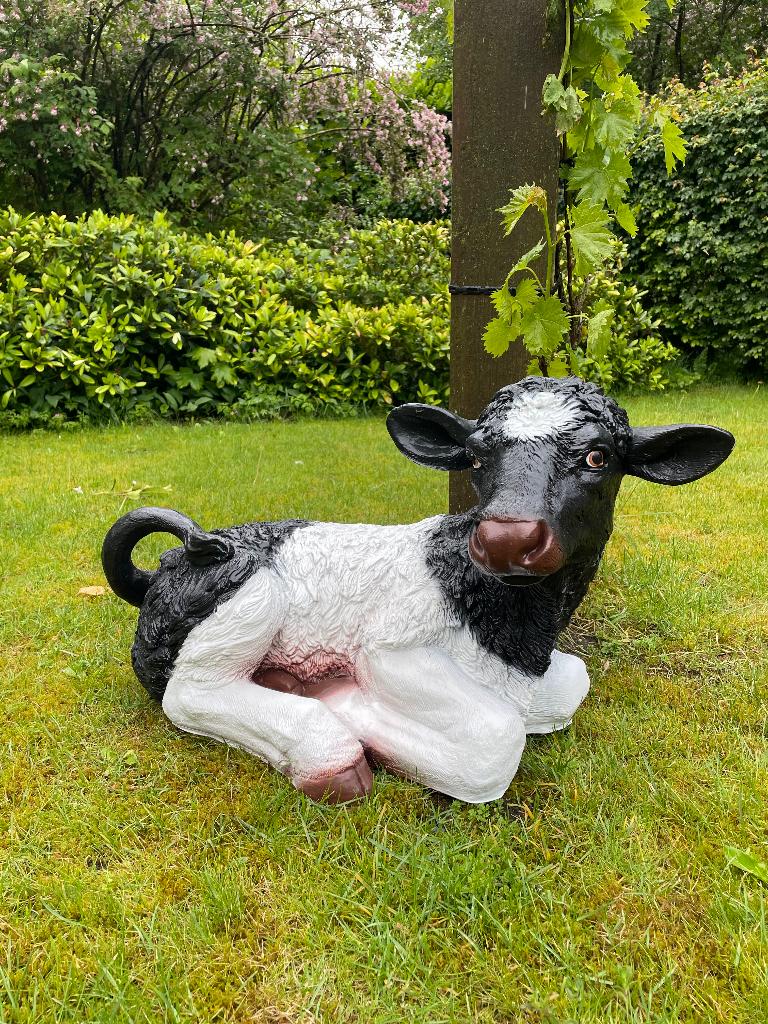 Kalf, koe, boerderij, gazon, tuin, boerderij, 75 cm, Tuin en Terras, Tuinbeelden, Ophalen, Nieuw, Kunststof, Dierenbeeld